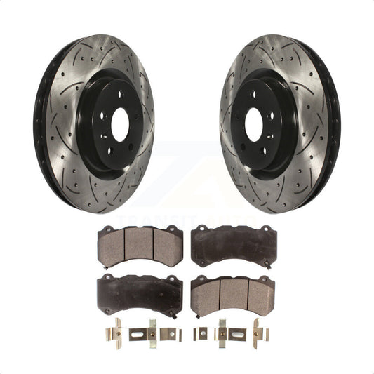 [Avant] Kit de disque (percé rainuré revêtu) et plaquette (céramique) de frein pour 2014 Chevrolet Camaro ZL1 KDT-100009 par Transit Auto