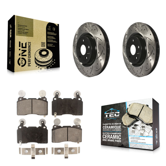 [Avant] Kit de disque (percé rainuré revêtu) et plaquette (céramique) de frein pour Chevrolet Camaro SS KDT-100010