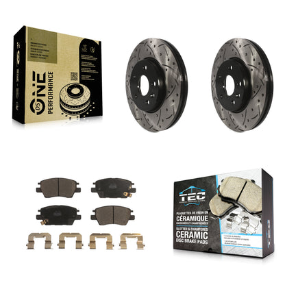 [Avant] Kit de disque (percé rainuré revêtu) et plaquette (céramique) de frein pour Chevrolet Cruze Volt Bolt EV EUV KDT-100012