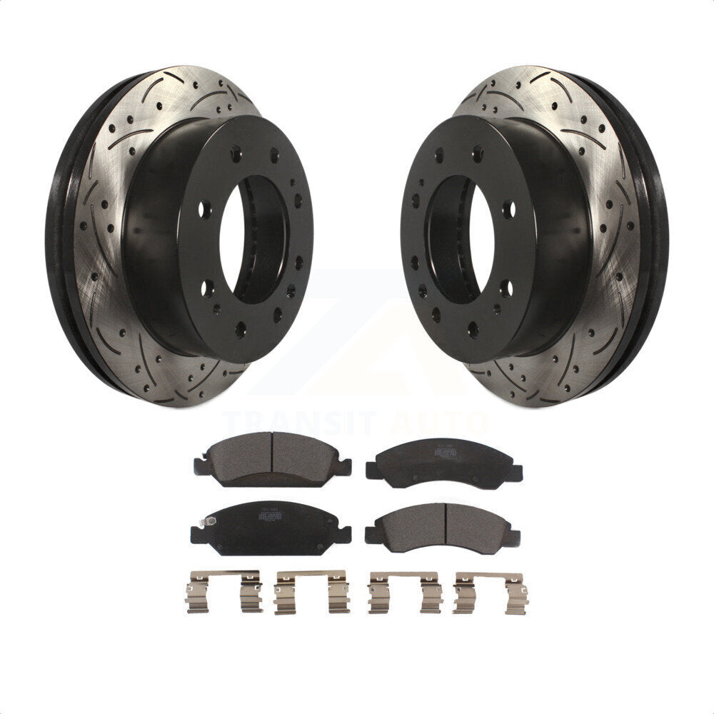 [Avant] Kit de disque (percé rainuré revêtu) et plaquette (céramique) de frein pour Chevrolet Silverado 1500 Suburban KDT-100013 par Transit Auto