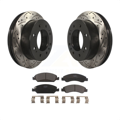 [Avant] Kit de disque (percé rainuré revêtu) et plaquette (céramique) de frein pour Chevrolet Silverado 1500 Suburban KDT-100013 par Transit Auto