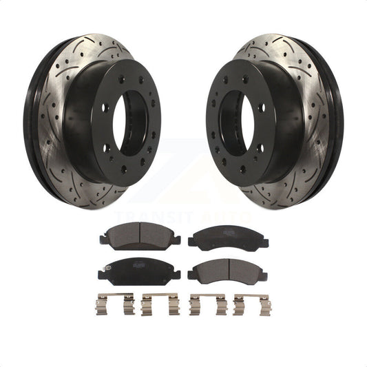 [Avant] Kit de disque (percé rainuré revêtu) et plaquette (céramique) de frein pour Chevrolet Silverado 1500 Suburban KDT-100013 par Transit Auto