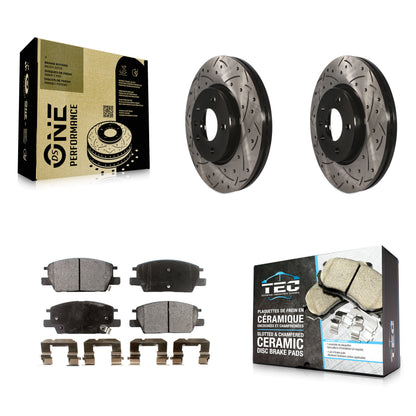 [Avant] Kit de disque (percé rainuré revêtu) et plaquette (céramique) de frein pour Chevrolet Equinox Malibu GMC Terrain Buick LaCrosse Regal Sportback TourX KDT-100016
