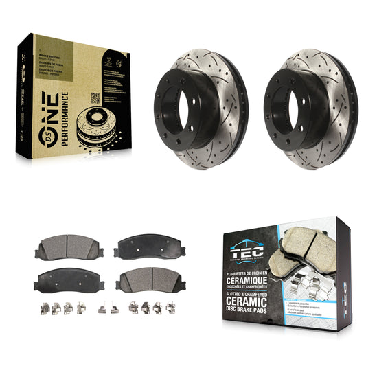 [Avant] Kit de disque (percé rainuré revêtu) et plaquette (céramique) de frein pour Ford F-350 Super Duty F-250 4WD KDT-100018