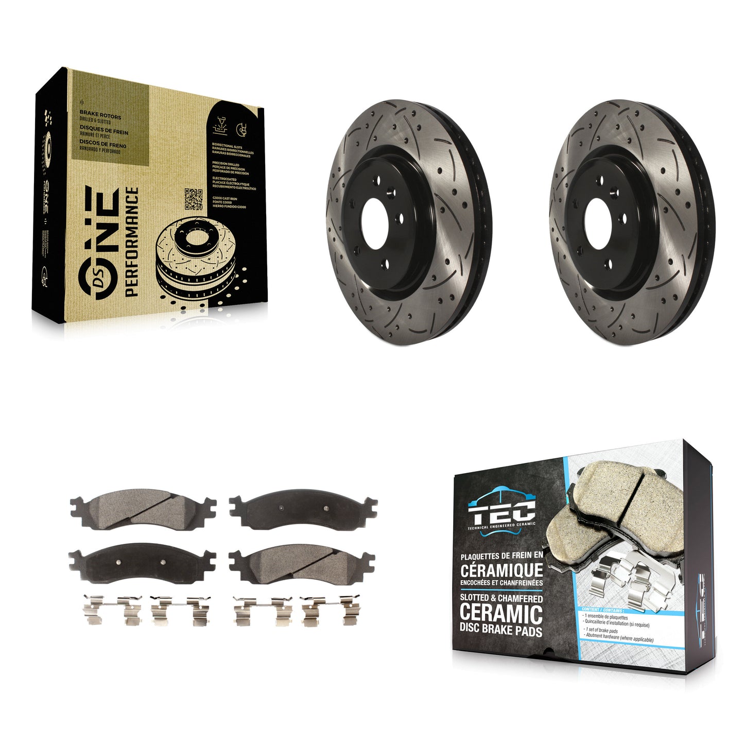 [Avant] Kit de disque (percé rainuré revêtu) et plaquette (céramique) de frein pour 2010-2012 Ford Taurus SHO KDT-100026
