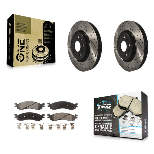 [Avant] Kit de disque (percé rainuré revêtu) et plaquette (céramique) de frein pour 2010-2012 Ford Taurus SHO KDT-100026