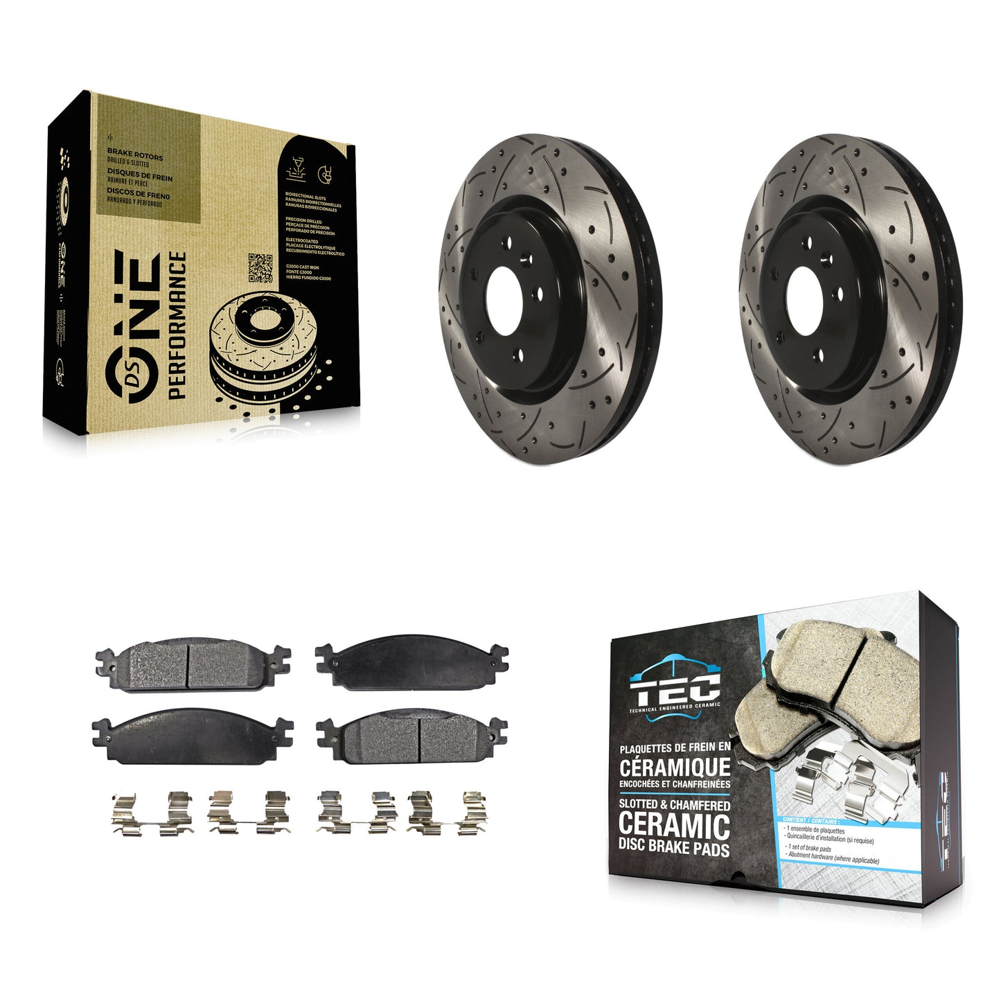 [Avant] Kit de disque (percé rainuré revêtu) et plaquette (céramique) de frein pour 2009-2010 Lincoln MKS KDT-100027