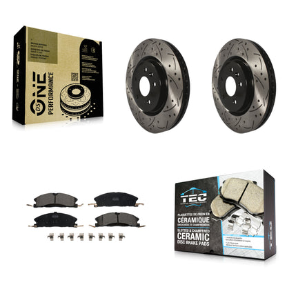 [Avant] Kit de disque (percé rainuré revêtu) et plaquette (céramique) de frein pour 2013 Ford Explorer Sport avec Heavy Duty Brakes KDT-100029