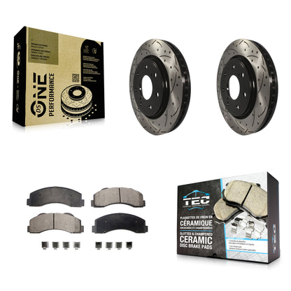 [Avant] Kit de disque (percé rainuré revêtu) et plaquette (céramique) de frein pour 2010-2014 Ford F-150 avec 7 Lug Wheels KDT-100030