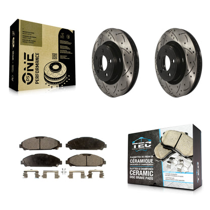 [Avant] Kit de disque (percé rainuré revêtu) et plaquette (céramique) de frein pour Ford Mustang KDT-100037