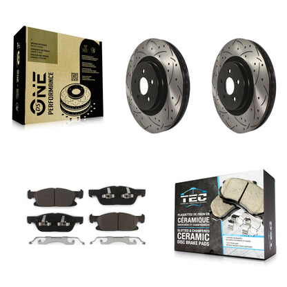 [Avant] Kit de disque (percé rainuré revêtu) et plaquette (céramique) de frein pour Ford Edge Lincoln MKX Nautilus KDT-100040