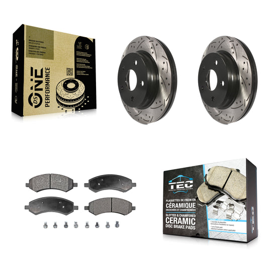 [Avant] Kit de disque (percé rainuré revêtu) et plaquette (céramique) de frein pour Ram 1500 Dodge Classic Durango Chrysler Aspen KDT-100041