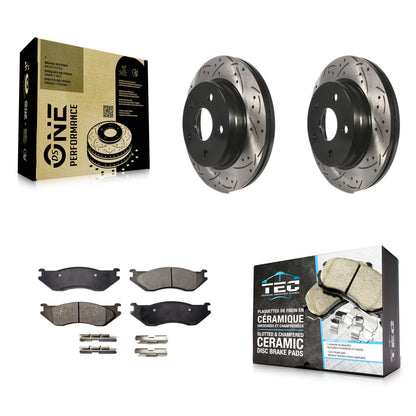 [Avant] Kit de disque (percé rainuré revêtu) et plaquette (céramique) de frein pour Dodge Ram 1500 Durango KDT-100042
