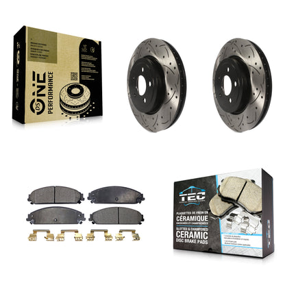 [Avant] Kit de disque (percé rainuré revêtu) et plaquette (céramique) de frein pour Dodge Charger Chrysler 300 Challenger Magnum KDT-100045