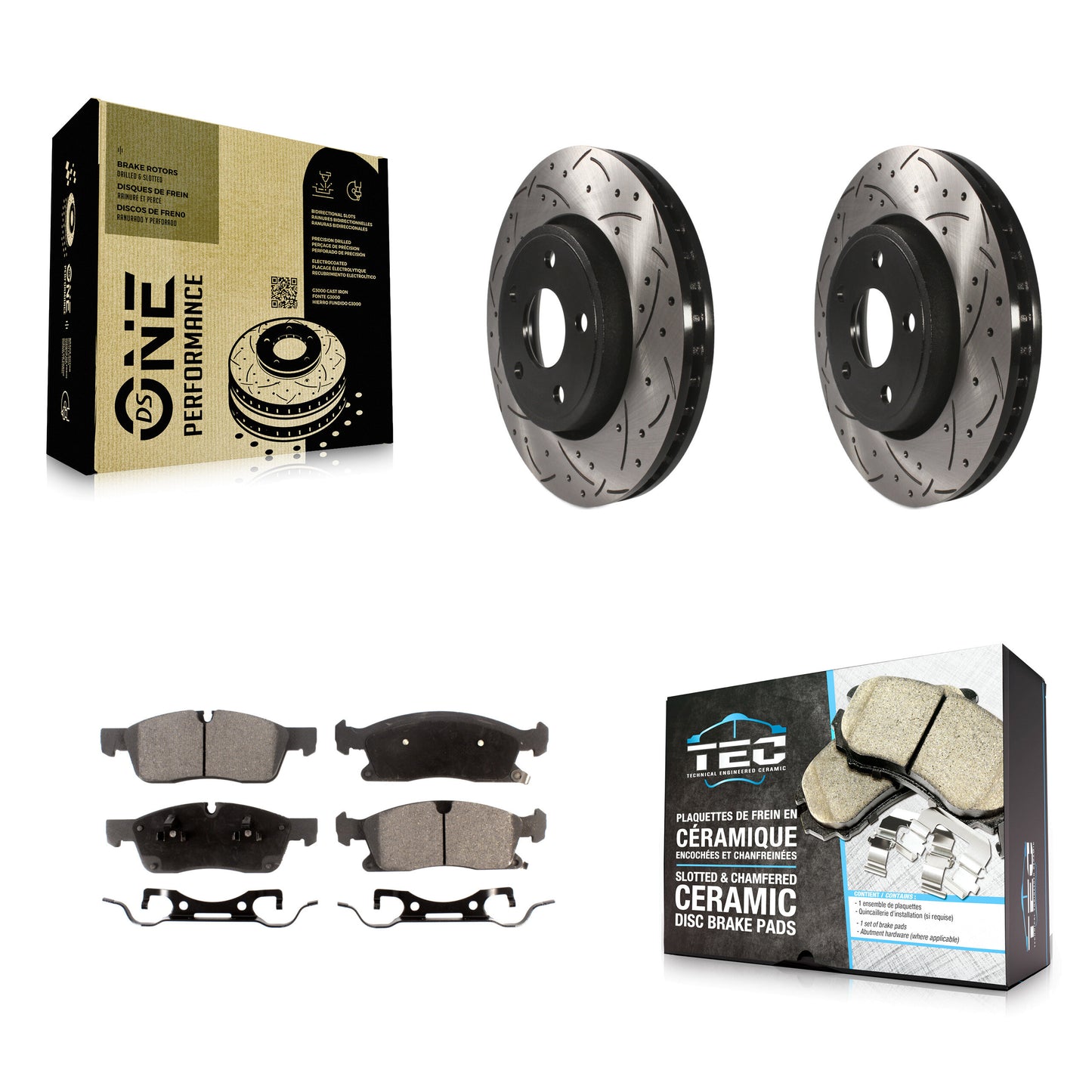 [Avant] Kit de disque (percé rainuré revêtu) et plaquette (céramique) de frein pour Jeep Grand Cherokee Dodge Durango KDT-100052