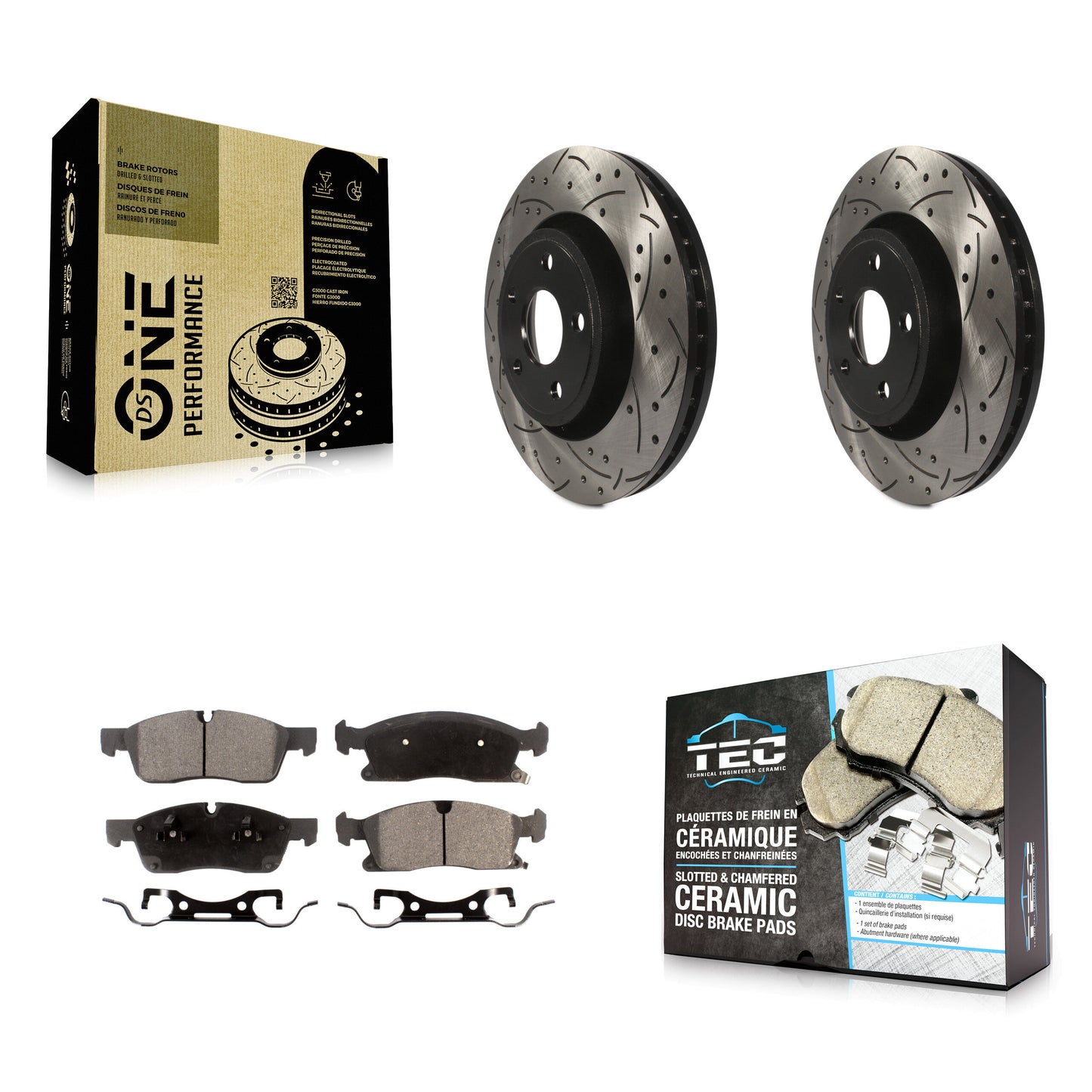 [Avant] Kit de disque (percé rainuré revêtu) et plaquette (céramique) de frein pour Jeep Grand Cherokee Dodge Durango WK KDT-100053