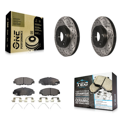 [Avant] Kit de disque (percé rainuré revêtu) et plaquette (céramique) de frein pour 2014-2015 Honda Civic Touring KDT-100061