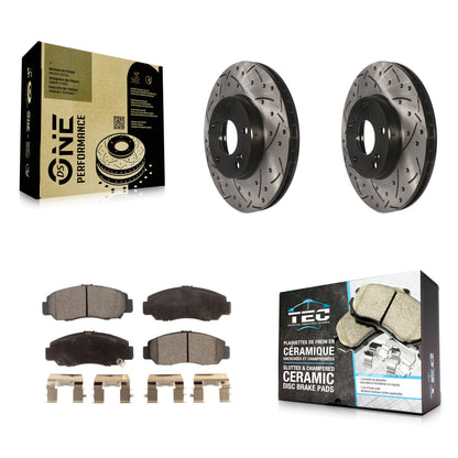 [Avant] Kit de disque (percé rainuré revêtu) et plaquette (céramique) de frein pour Honda Accord Civic Acura CSX KDT-100066