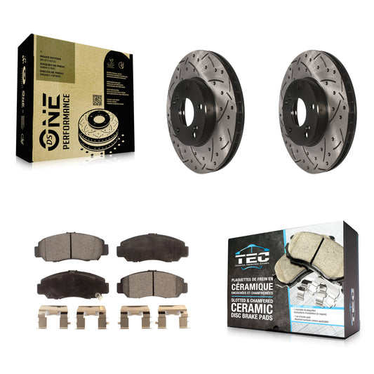 [Avant] Kit de disque (percé rainuré revêtu) et plaquette (céramique) de frein pour Honda Accord Civic Acura CSX KDT-100066