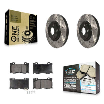 [Avant] Kit de disque (percé rainuré revêtu) et plaquette (céramique) de frein pour 2017-2018 INFINITI Q70 Hybrid avec Sport Package KDT-100067