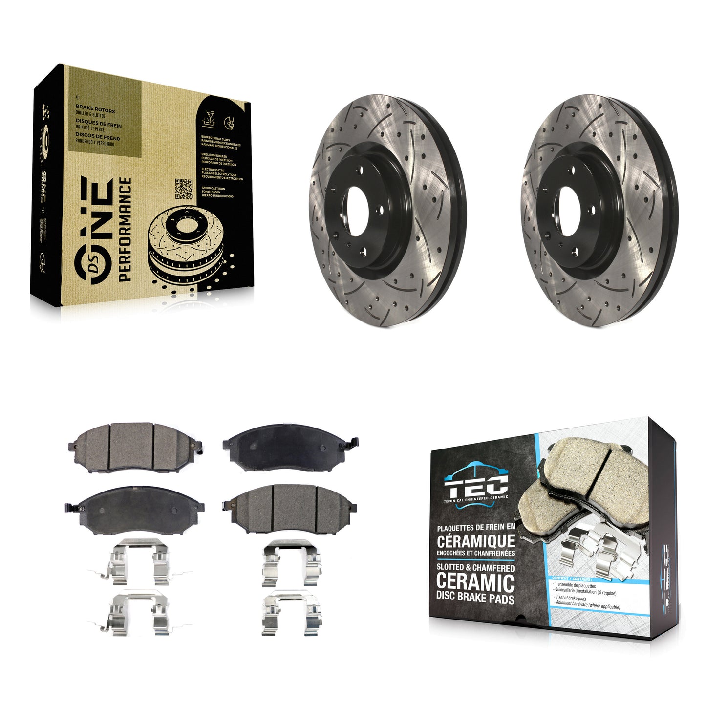 [Avant] Kit de disque (percé rainuré revêtu) et plaquette (céramique) de frein pour INFINITI Nissan G37 Murano G35 M35 370Z 350Z EX35 M37 QX70 G25 Q70 Q70L M45 Q40 QX50 M56 EX37 M35h KDT-100068