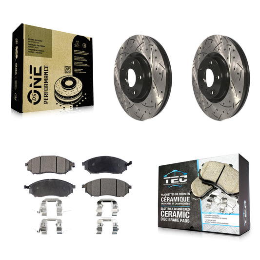 [Avant] Kit de disque (percé rainuré revêtu) et plaquette (céramique) de frein pour INFINITI Nissan G37 Murano G35 M35 370Z 350Z EX35 M37 QX70 G25 Q70 Q70L M45 Q40 QX50 M56 EX37 M35h KDT-100068