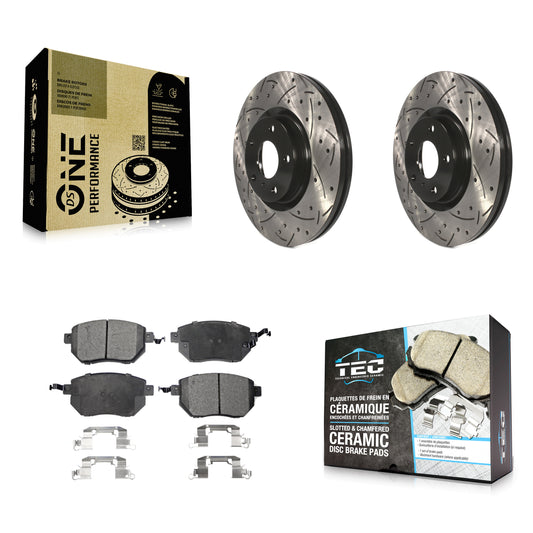 [Avant] Kit de disque (percé rainuré revêtu) et plaquette (céramique) de frein pour Nissan Murano Altima Maxima KDT-100069