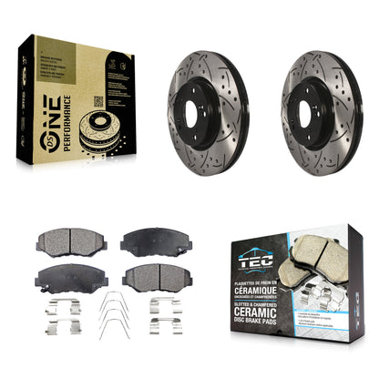 [Avant] Kit de disque (percé rainuré revêtu) et plaquette (céramique) de frein pour Honda Civic CR-V Acura ILX KDT-100071