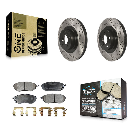[Avant] Kit de disque (percé rainuré revêtu) et plaquette (céramique) de frein pour 2009 Subaru Legacy 3.0 R avec 3.0L avec 292mm Diameter Rotor KDT-100074