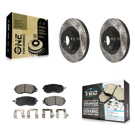 [Avant] Kit de disque (percé rainuré revêtu) et plaquette (céramique) de frein pour Subaru Forester Impreza Outback XV Crosstrek Legacy Scion FR-S BRZ Toyota 86 KDT-100075