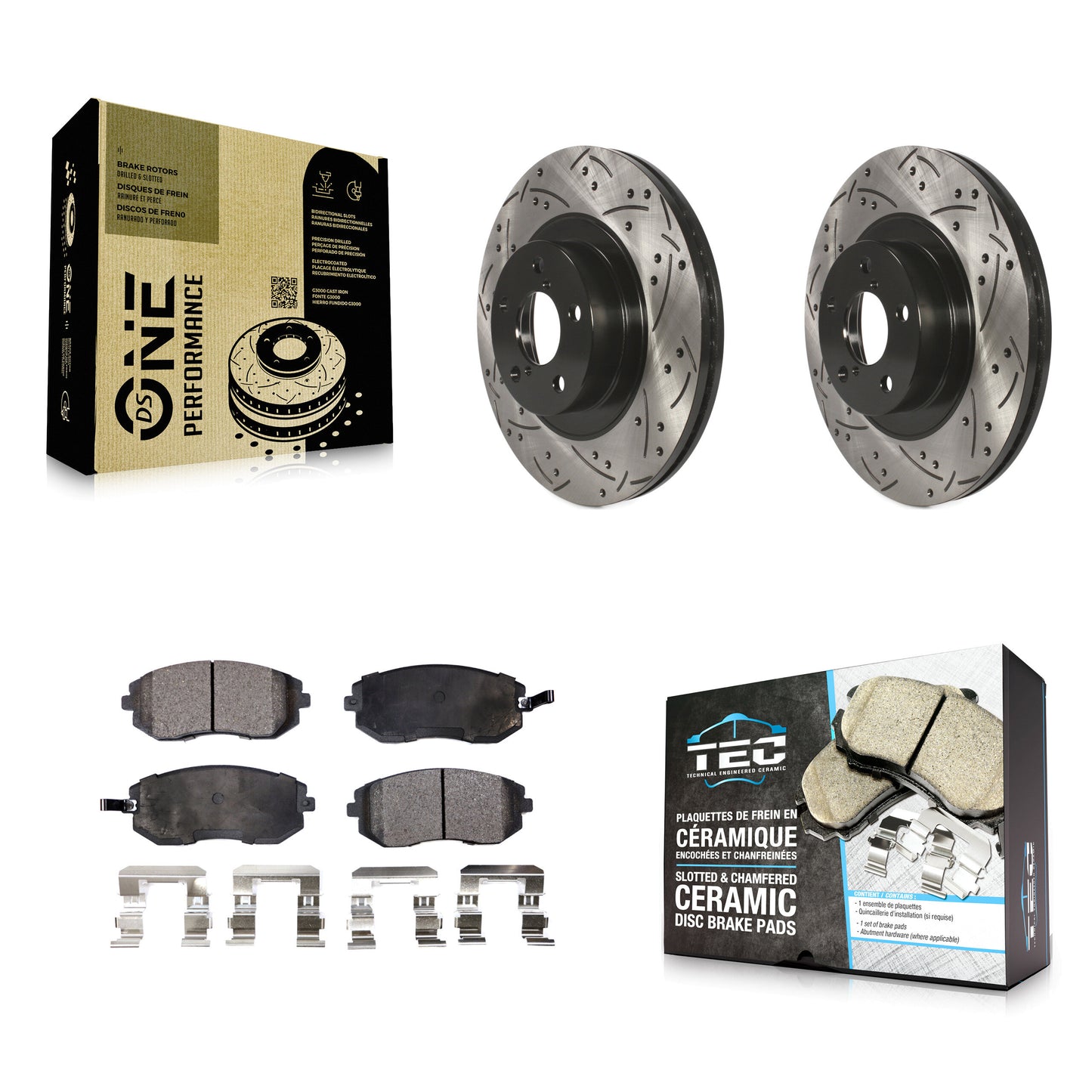 [Avant] Kit de disque (percé rainuré revêtu) et plaquette (céramique) de frein pour Subaru Outback Forester Legacy Impreza Baja Saab 9-2X KDT-100077