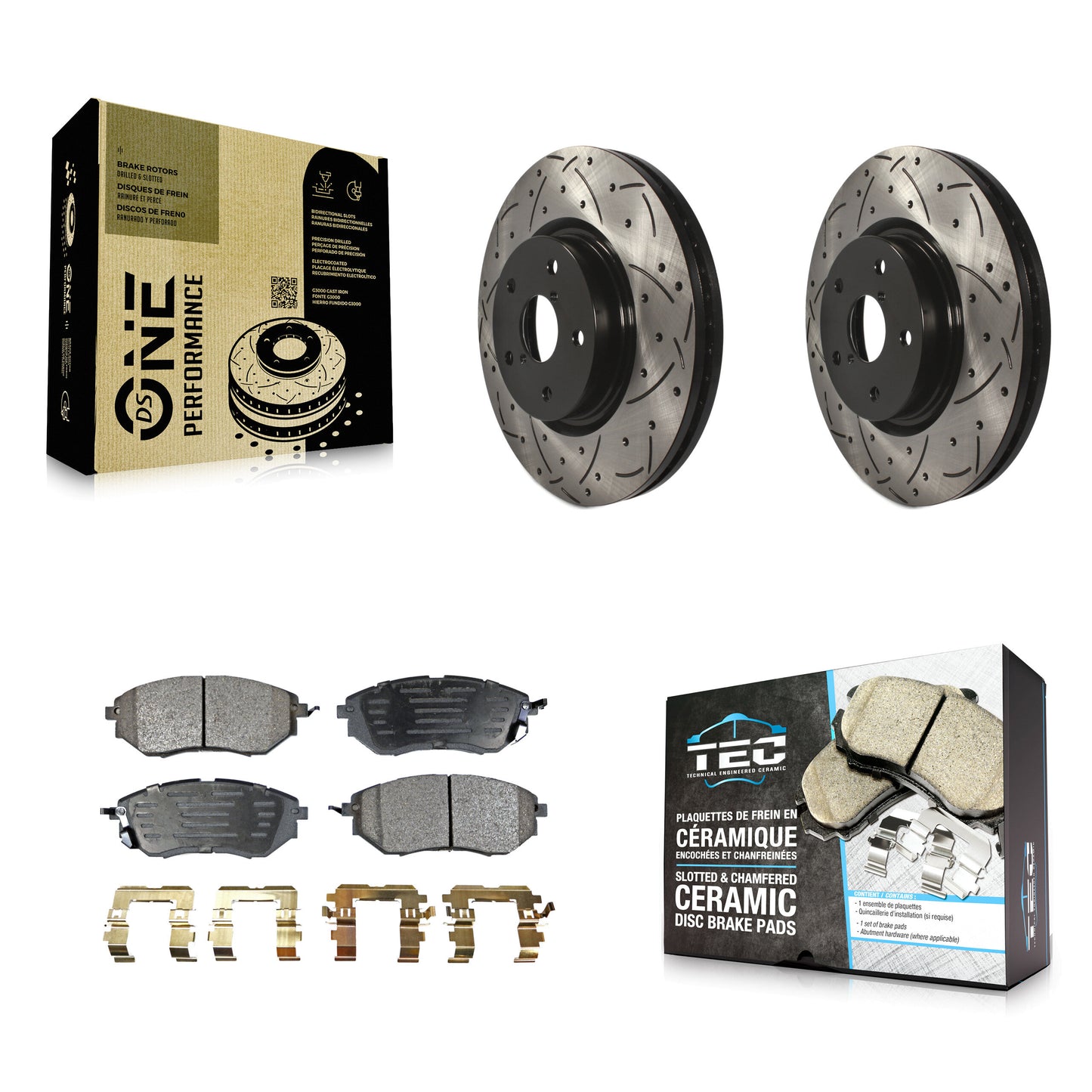 [Avant] Kit de disque (percé rainuré revêtu) et plaquette (céramique) de frein pour Subaru Outback Legacy WRX Tribeca B9 KDT-100078