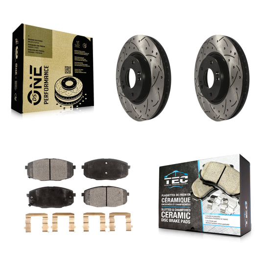 [Avant] Kit de disque (percé rainuré revêtu) et plaquette (céramique) de frein pour Kia Forte Koup Forte5 KDT-100086