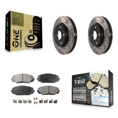 [Avant] Kit de disque (percé rainuré revêtu) et plaquette (céramique) de frein pour Toyota RAV4 Scion xB Prius V Lexus HS250h KDT-100100