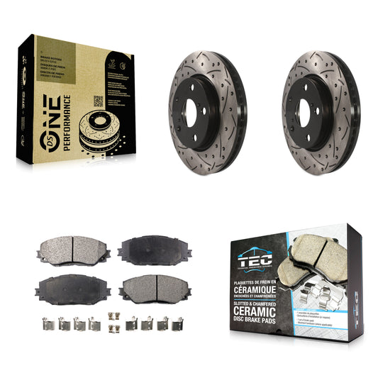 [Avant] Kit de disque (percé rainuré revêtu) et plaquette (céramique) de frein pour Toyota RAV4 Scion xB Prius V Lexus HS250h KDT-100100