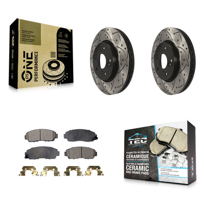 [Avant] Kit de disque (percé rainuré revêtu) et plaquette (céramique) de frein pour Honda CR-V Acura RDX Accord Crosstour KDT-100102