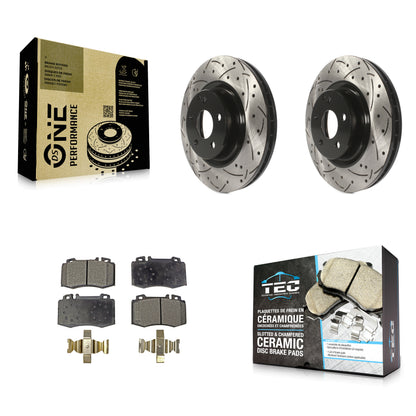 [Avant] Kit de disque (percé rainuré revêtu) et plaquette (céramique) de frein pour Mercedes-Benz CLS550 CLS500 E550 KDT-100105