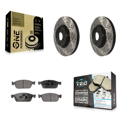 [Avant] Kit de disque (percé rainuré revêtu) et plaquette (céramique) de frein pour Ford Escape Connect Lincoln MKC KDT-100107