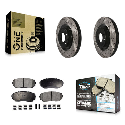 [Avant] Kit de disque (percé rainuré revêtu) et plaquette (céramique) de frein pour Ford Edge Lincoln MKX Mazda CX-9 KDT-100111