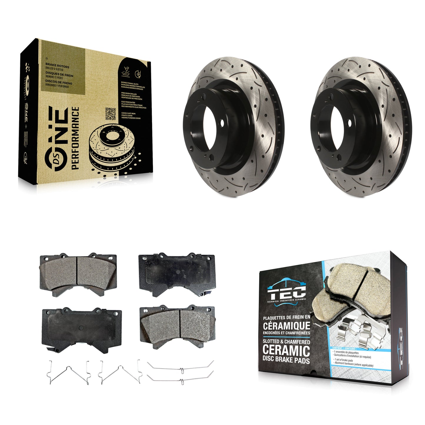 [Avant] Kit de disque (percé rainuré revêtu) et plaquette (céramique) de frein pour Toyota Tundra Sequoia Lexus LX570 Land Cruiser KDT-100112