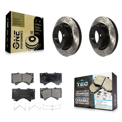 [Avant] Kit de disque (percé rainuré revêtu) et plaquette (céramique) de frein pour Toyota Tundra Sequoia Lexus LX570 Land Cruiser KDT-100112