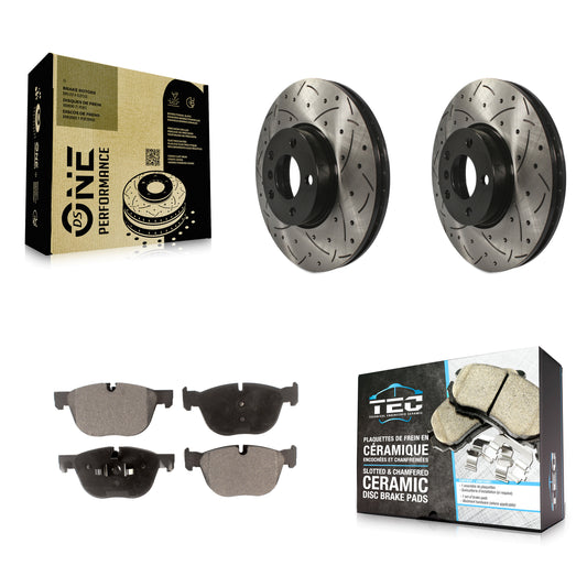 [Avant] Kit de disque (percé rainuré revêtu) et plaquette (céramique) de frein pour BMW X5 X6 KDT-100113