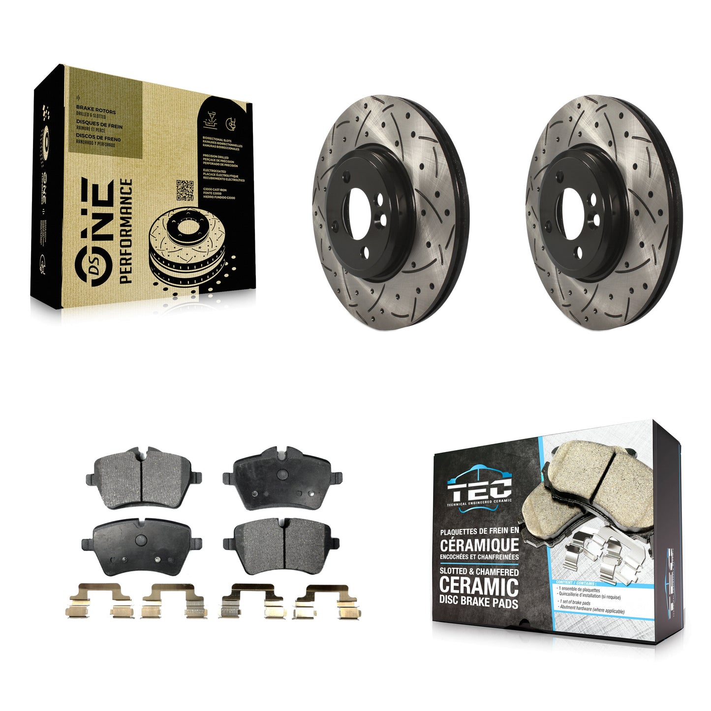 [Avant] Kit de disque (percé rainuré revêtu) et plaquette (céramique) de frein pour Mini Cooper Countryman avec 294mm Diameter Rotor KDT-100116
