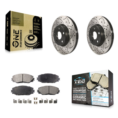 [Avant] Kit de disque (percé rainuré revêtu) et plaquette (céramique) de frein pour Toyota Corolla Scion xD Matrix Pontiac Vibe KDT-100118