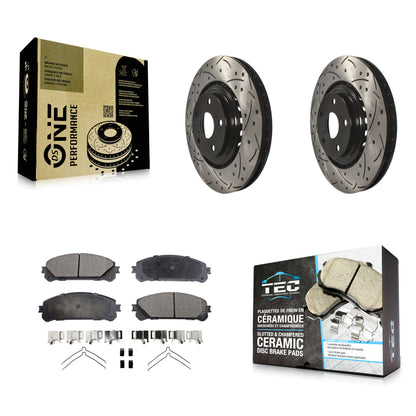 [Avant] Kit de disque (percé rainuré revêtu) et plaquette (céramique) de frein pour Toyota Highlander Sienna Lexus RX350 NX200t NX300 RX450h NX300h KDT-100119