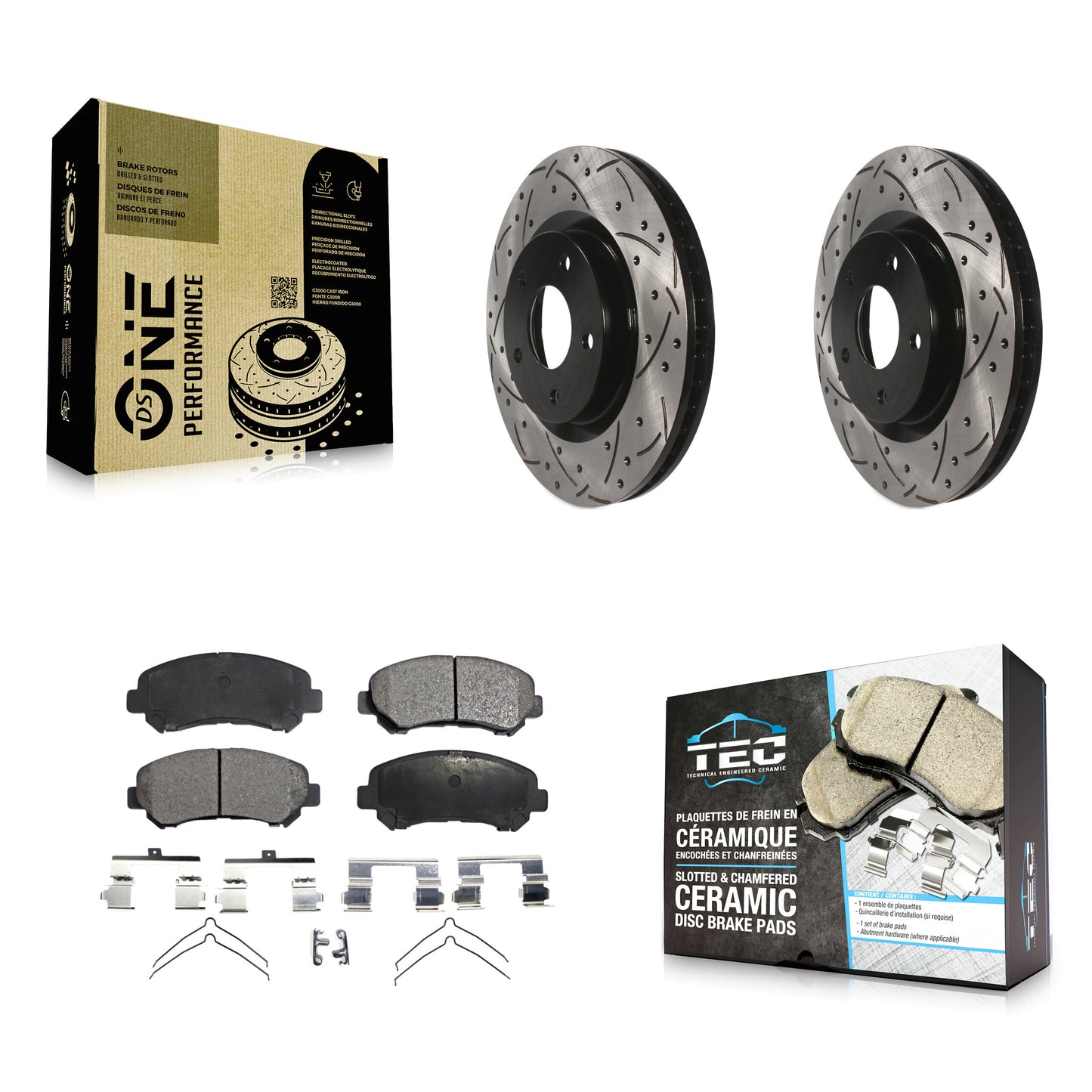 [Avant] Kit de disque (percé rainuré revêtu) et plaquette (céramique) de frein pour Nissan Rogue Select KDT-100120