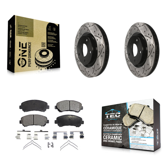 [Avant] Kit de disque (percé rainuré revêtu) et plaquette (céramique) de frein pour Nissan Rogue Select KDT-100120