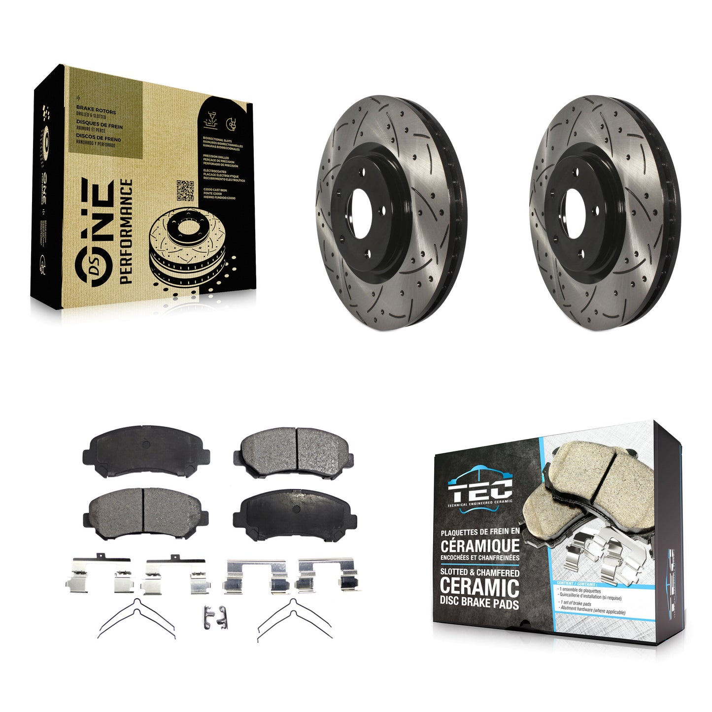 [Avant] Kit de disque (percé rainuré revêtu) et plaquette (céramique) de frein pour Nissan Sentra Juke KDT-100122
