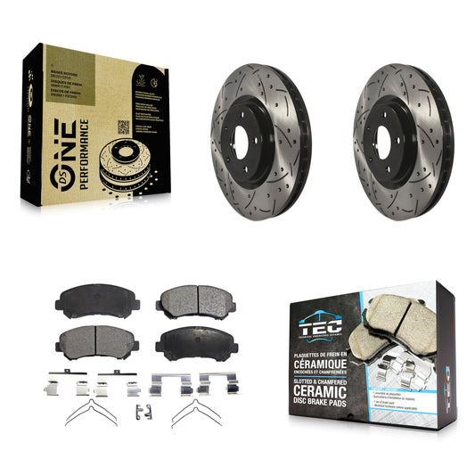 [Avant] Kit de disque (percé rainuré revêtu) et plaquette (céramique) de frein pour Nissan Sentra Juke KDT-100122