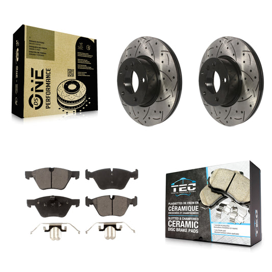 [Avant] Kit de disque (percé rainuré revêtu) et plaquette (céramique) de frein pour 2008 BMW 328xi To 08 07 KDT-100123